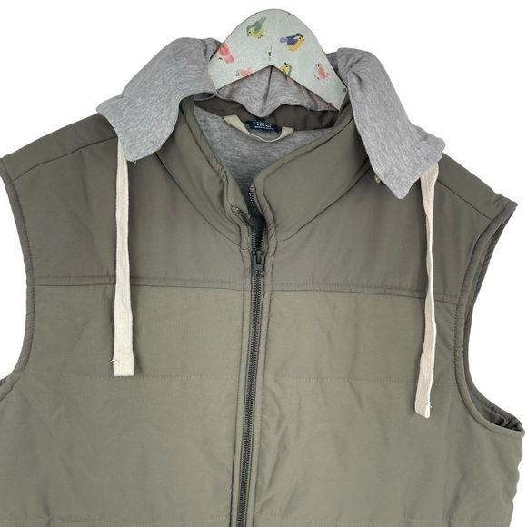 George Men’s Size Large Hooded Vest Jacket sweatshirt lining & hood Green New - Picture 2 of 8